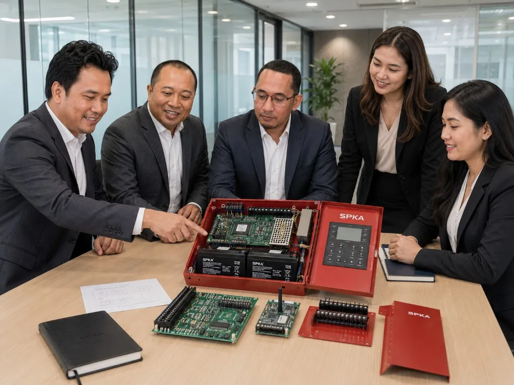 Team reviewing SPKA hardware and components